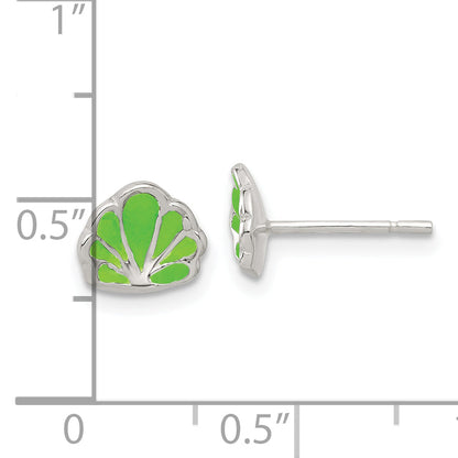 Sterlingsilber Poliert Emaille Seashell Ohrstecker