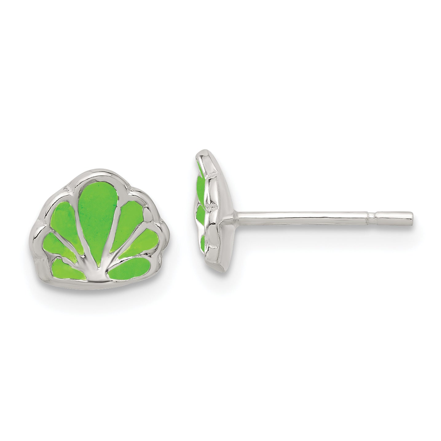 Sterlingsilber Poliert Emaille Seashell Ohrstecker
