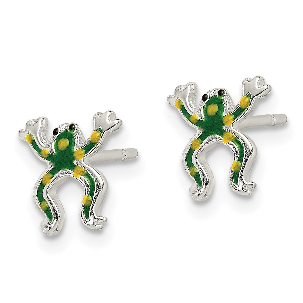 Sterlingsilber Poliert Emaille Frosch Ohrstecker