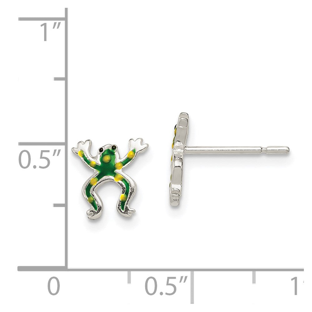 Sterlingsilber Poliert Emaille Frosch Ohrstecker