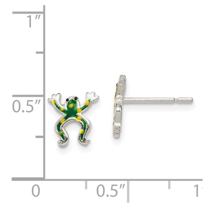 Sterlingsilber Poliert Emaille Frosch Ohrstecker