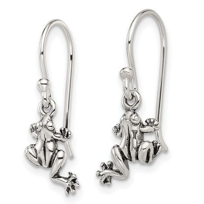 Sterlingsilber und Antikisiert Frosch Hirte Haken Ohrringe