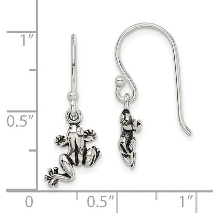 Sterlingsilber und Antikisiert Frosch Hirte Haken Ohrringe