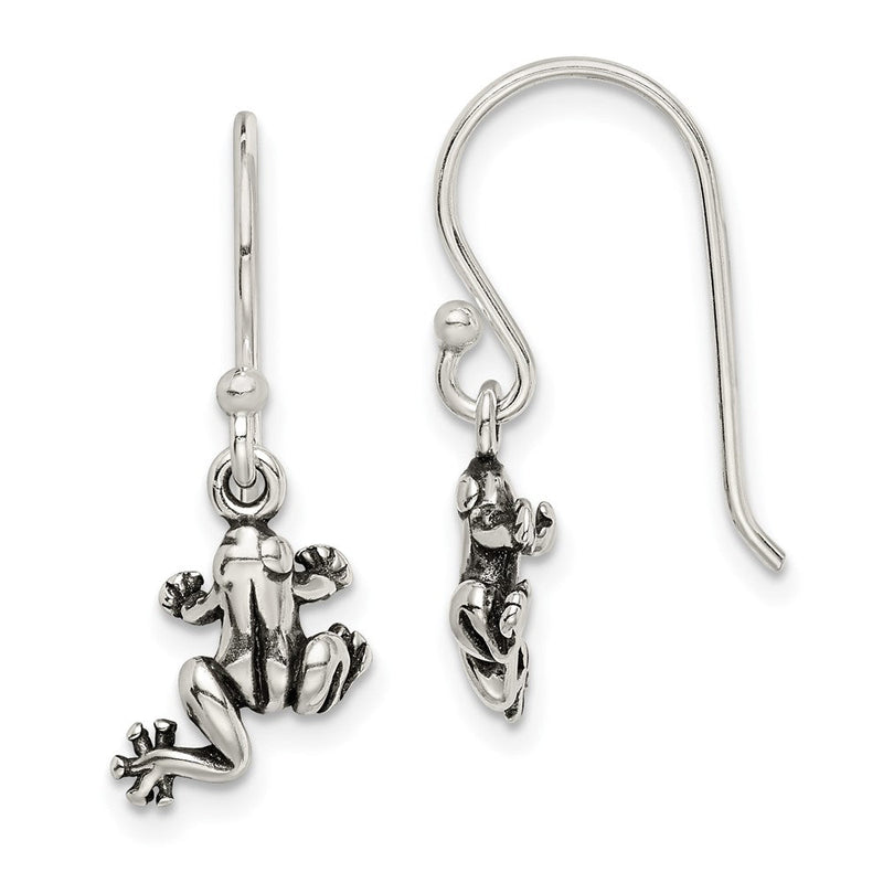 Sterlingsilber und Antikisiert Frosch Hirte Haken Ohrringe