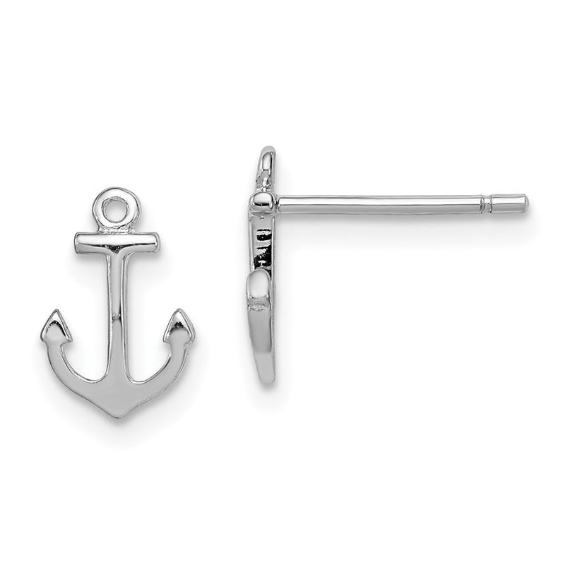 Sterlingsilber Rhodiniert Poliert Anker Ohrstecker
