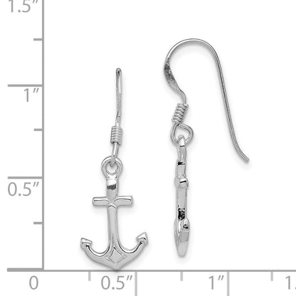 Sterlingsilber Rhodiniert Anker Ohrringe