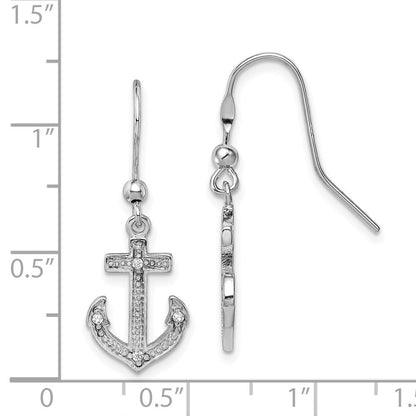 Sterlingsilber Rhodiniert Poliert Zirkonia Anker Hirte Haken Ohrringe