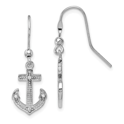 Sterlingsilber Rhodiniert Poliert Zirkonia Anker Hirte Haken Ohrringe