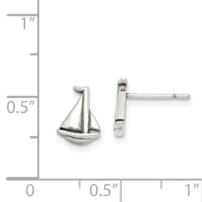 Sterlingsilber Poliert und Antikisiert Segelboot Ohrstecker