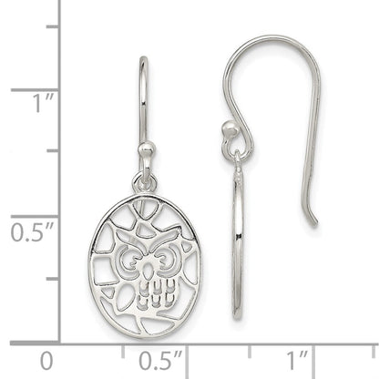Sterlingsilber Ausgeschnitten Eule Hirte Haken Ohrringe