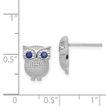 Sterlingsilber Rhodiniert Blau Glas Eule Ohrstecker
