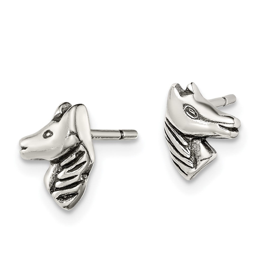 Sterlingsilber Poliert und Antikisiert Pferd Ohrstecker