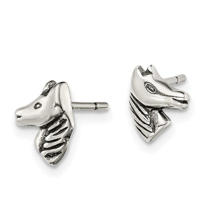 Sterlingsilber Poliert und Antikisiert Pferd Ohrstecker