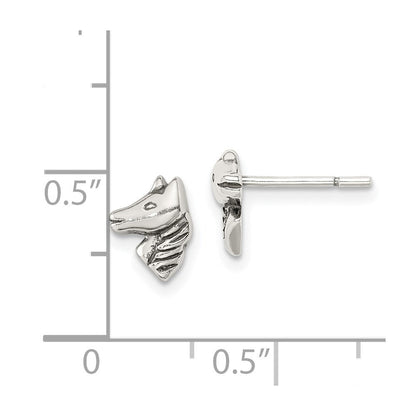 Sterlingsilber Poliert und Antikisiert Pferd Ohrstecker