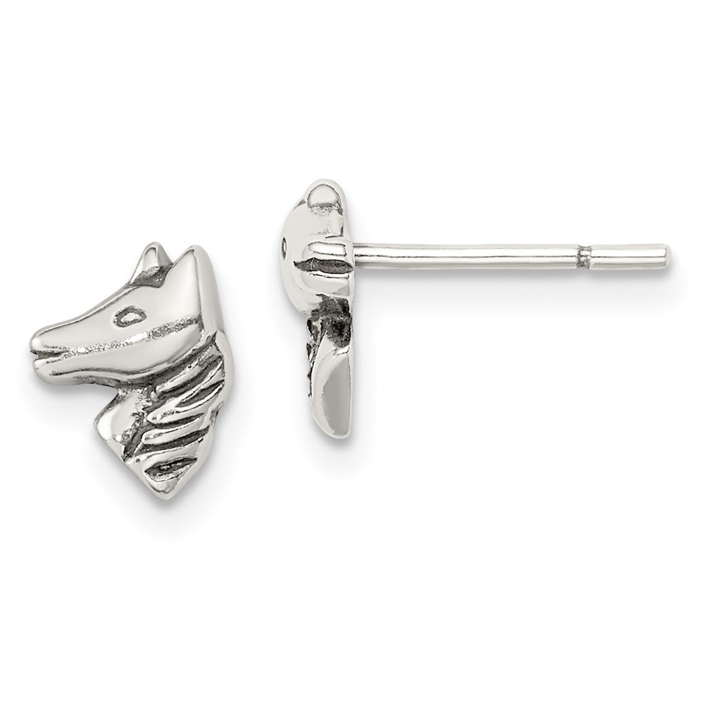 Sterlingsilber Poliert und Antikisiert Pferd Ohrstecker