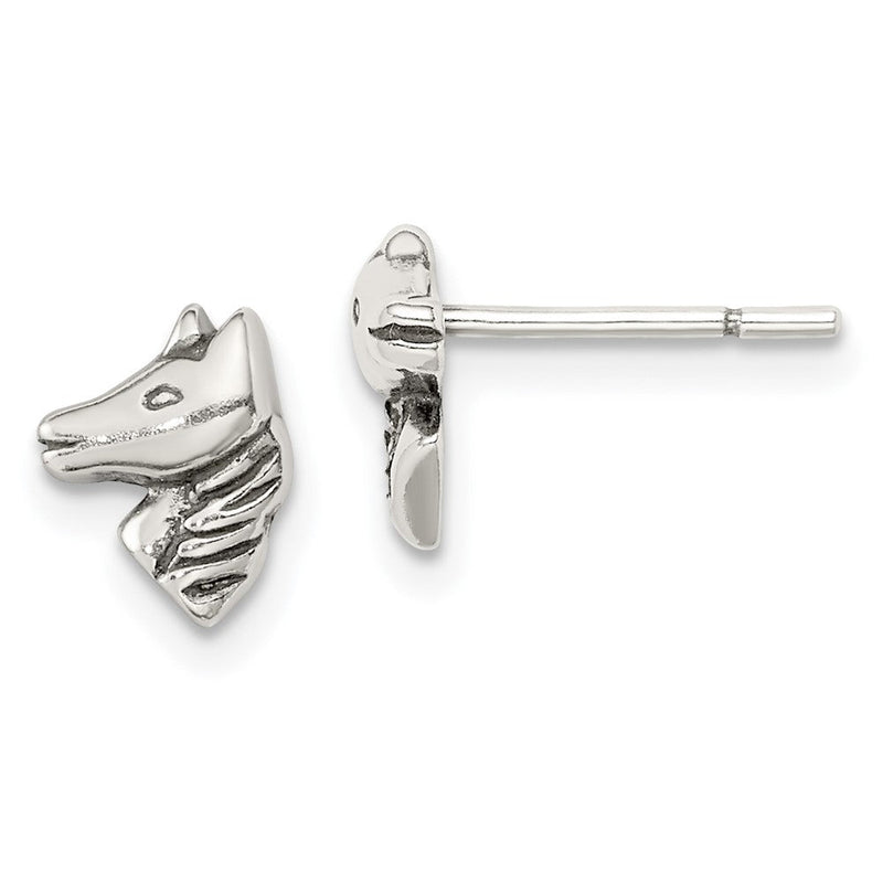 Sterlingsilber Poliert und Antikisiert Pferd Ohrstecker