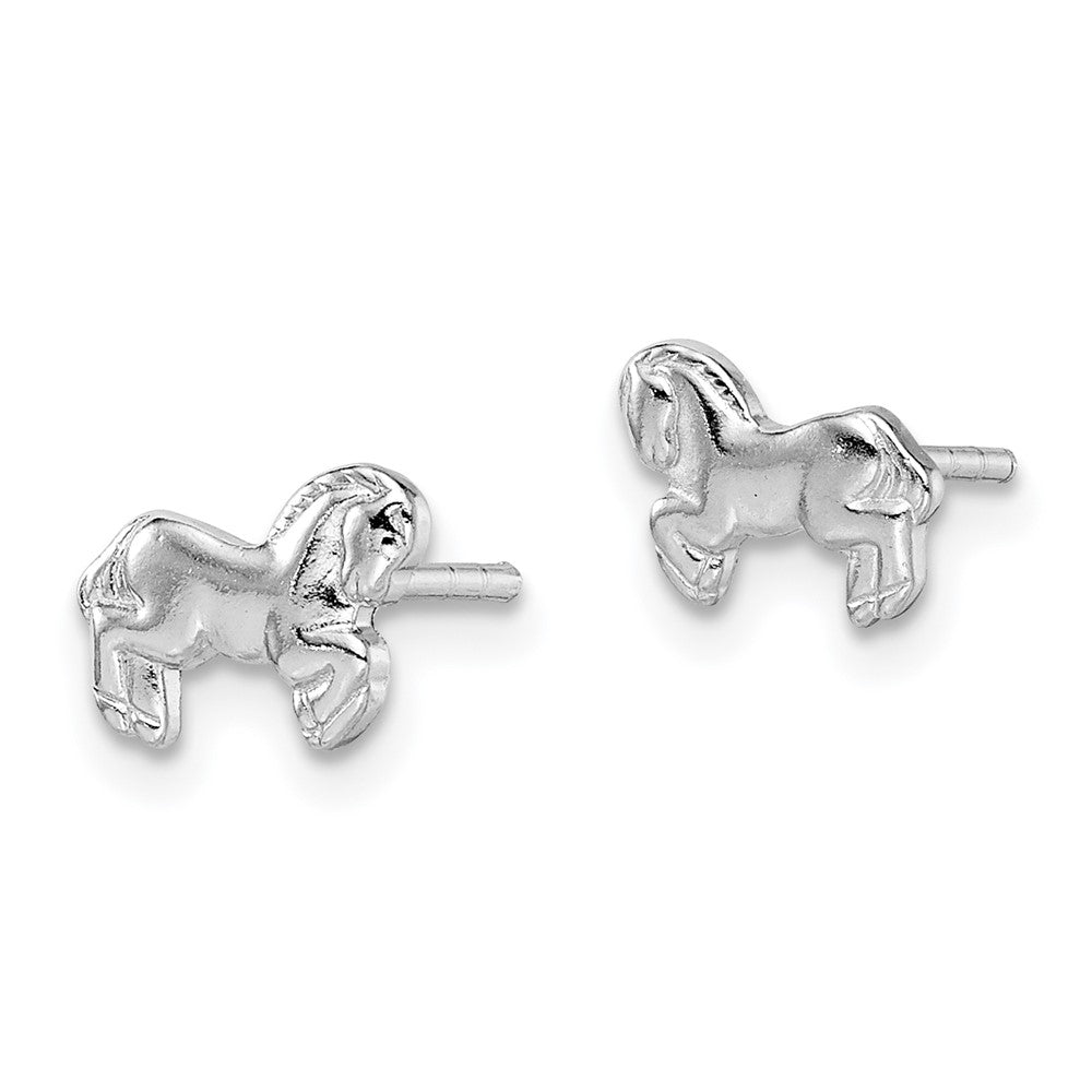 Sterlingsilber Rhodiniert Kinder Pferd Ohrstecker