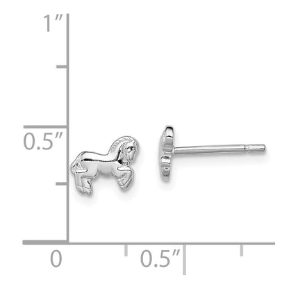 Sterlingsilber Rhodiniert Kinder Pferd Ohrstecker