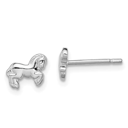 Sterlingsilber Rhodiniert Kinder Pferd Ohrstecker