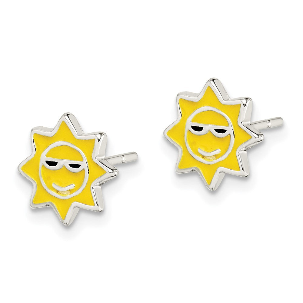 Sterlingsilber Poliert Emaille Sunshine Ohrstecker