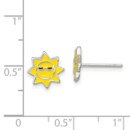 Sterlingsilber Poliert Emaille Sunshine Ohrstecker