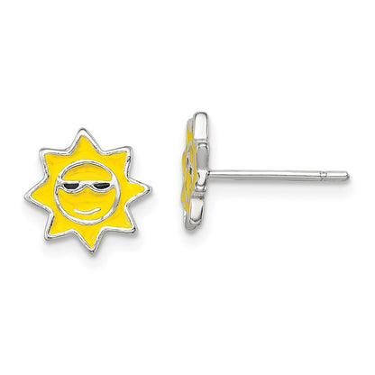 Sterlingsilber Poliert Emaille Sunshine Ohrstecker