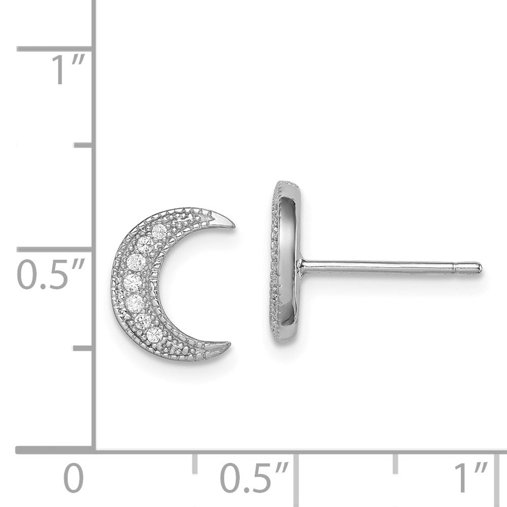 Sterlingsilber Rhodiniert Zirkonia Crescent Mond Ohrstecker