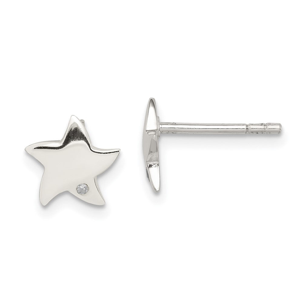 Sterlingsilber Diamant Stern Ohrstecker