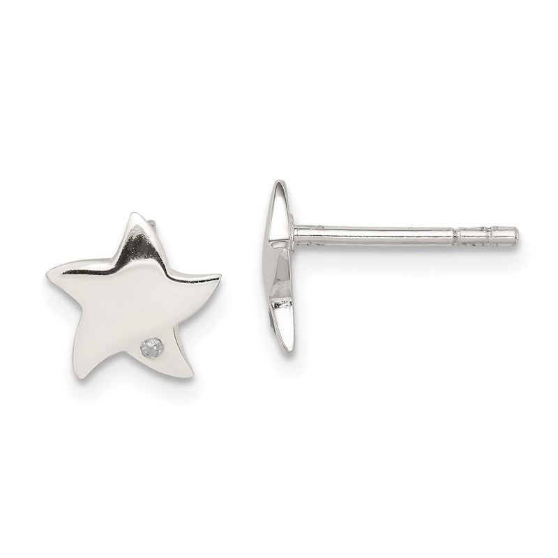 Sterlingsilber Diamant Stern Ohrstecker