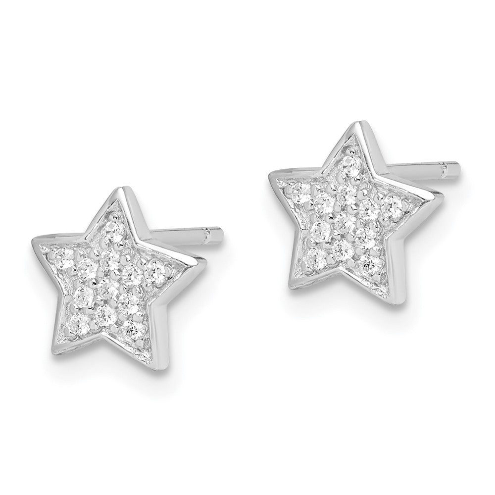 Sterlingsilber Rhodiniert Zirkonia Stern Ohrstecker