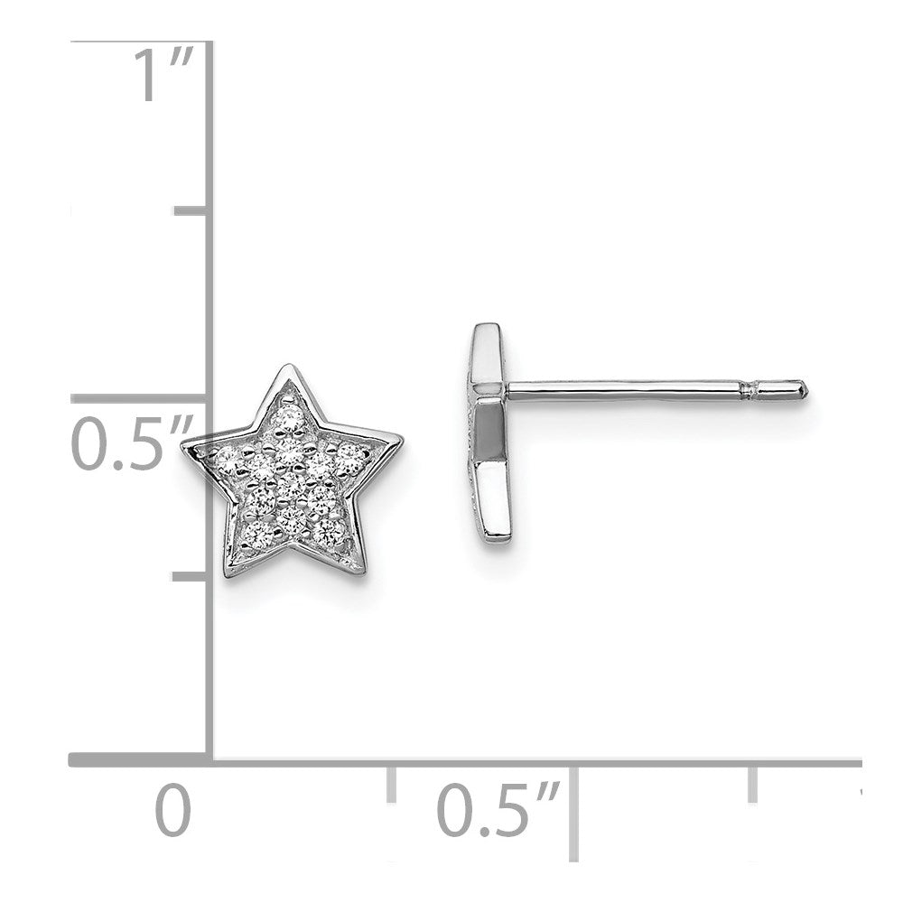 Sterlingsilber Rhodiniert Zirkonia Stern Ohrstecker