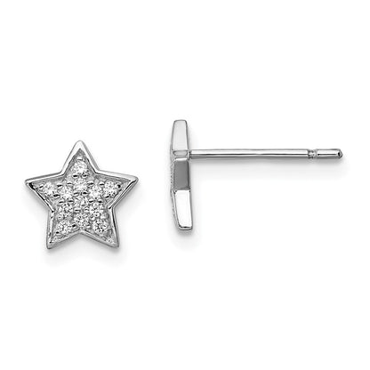 Sterlingsilber Rhodiniert Zirkonia Stern Ohrstecker