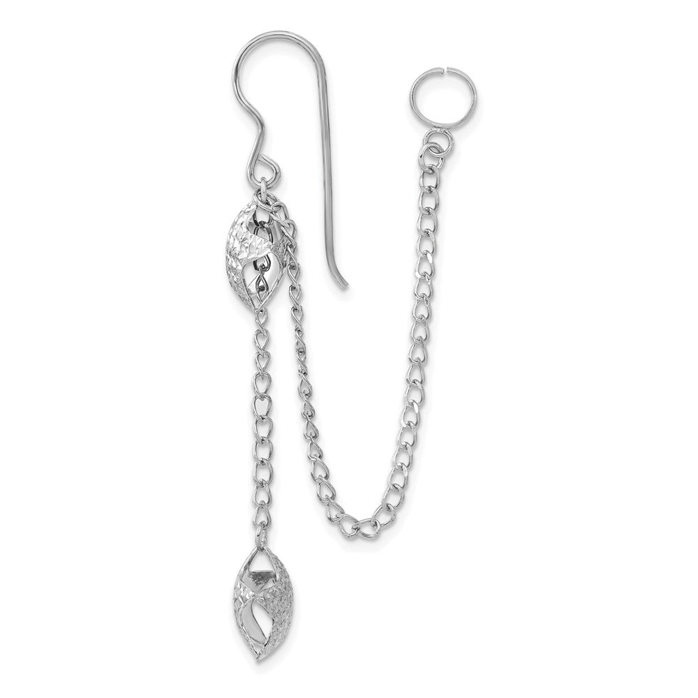 Sterlingsilber Rhodium-pated Diamantiert Stern Hängend & Earlobe Manschette Ohrring