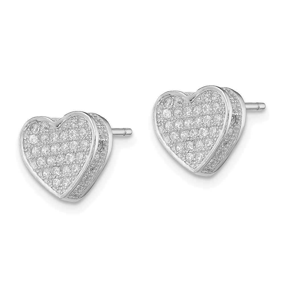 Sterlingsilber Rhodiniert Zirkonia Mikro Pavé Herz Ohrstecker