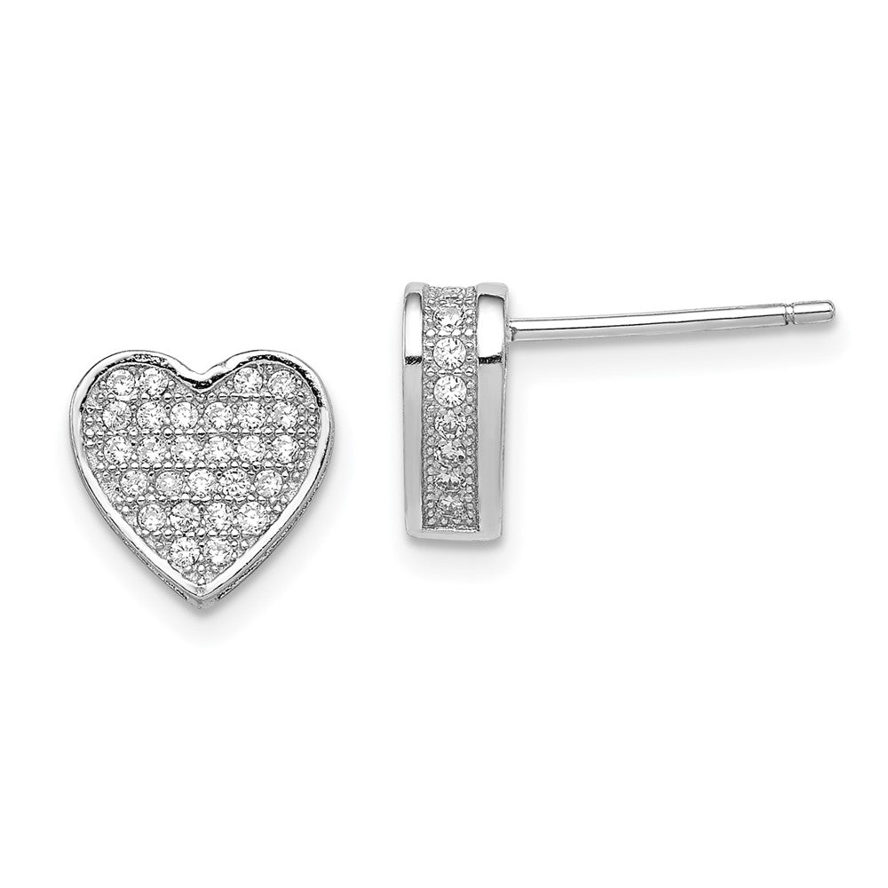 Sterlingsilber Rhodiniert Zirkonia Mikro Pavé Herz Ohrstecker