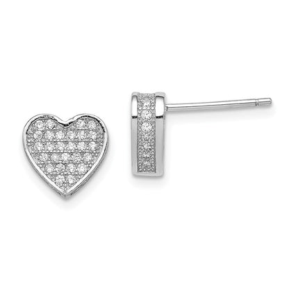 Sterlingsilber Rhodiniert Zirkonia Mikro Pavé Herz Ohrstecker