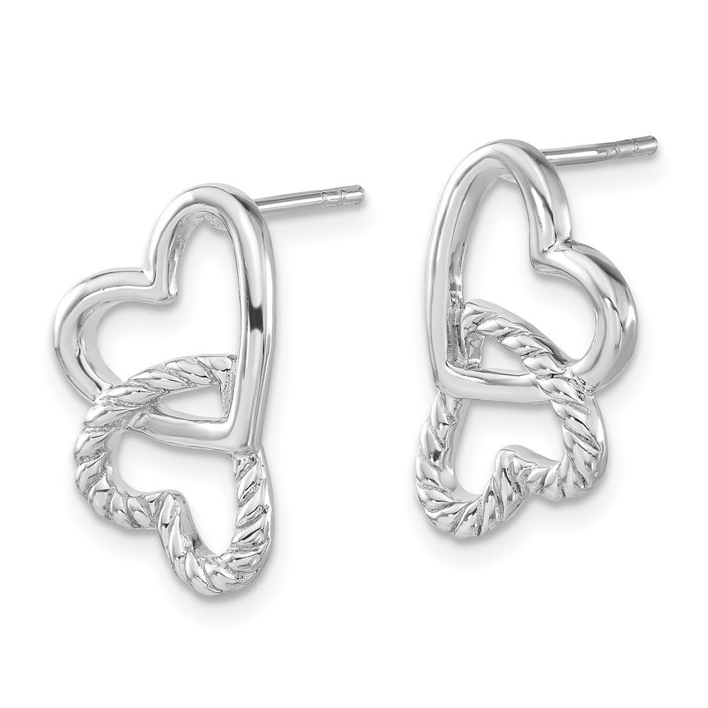 Sterlingsilber Poliert & Gedreht Herzen Ohrstecker