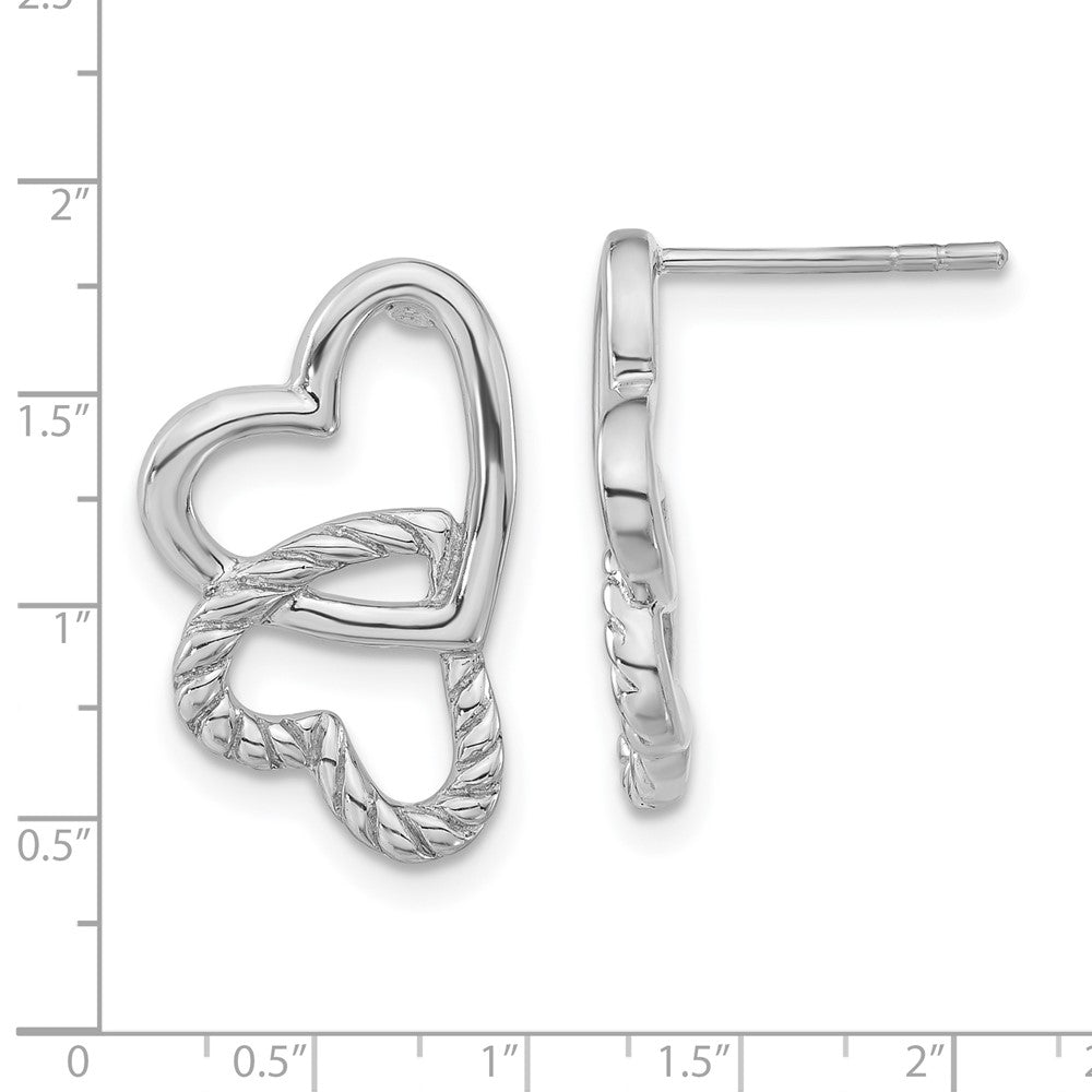 Sterlingsilber Poliert & Gedreht Herzen Ohrstecker