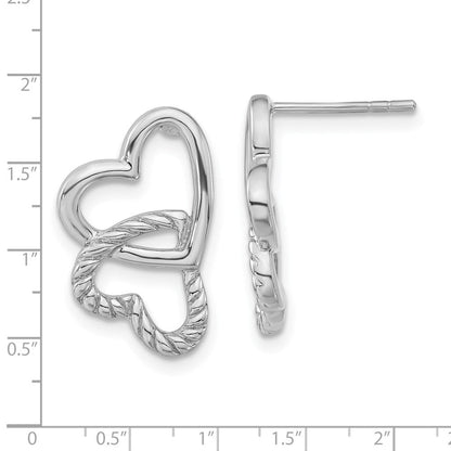 Sterlingsilber Poliert & Gedreht Herzen Ohrstecker
