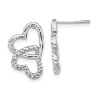 Sterlingsilber Poliert & Gedreht Herzen Ohrstecker