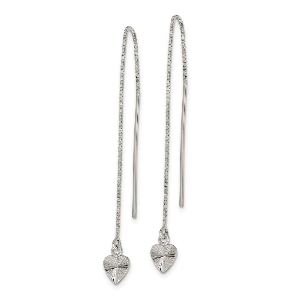 Sterlingsilber Poliert Diamantiert Hängend Herz Ohrstecker