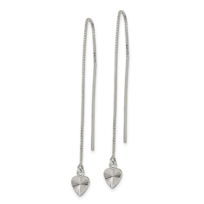 Sterlingsilber Poliert Diamantiert Hängend Herz Ohrstecker