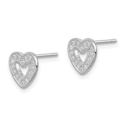 Sterlingsilber Rhodiniert Zirkonia Herz Ohrstecker