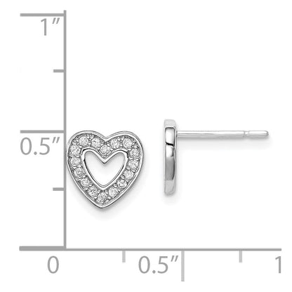 Sterlingsilber Rhodiniert Zirkonia Herz Ohrstecker