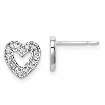 Sterlingsilber Rhodiniert Zirkonia Herz Ohrstecker