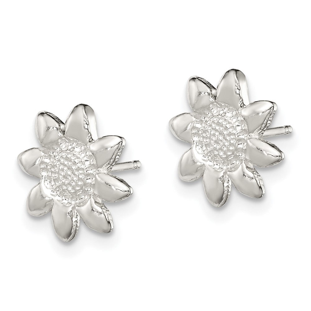 Sterlingsilber Poliert & Strukturiert Sonnenblume Ohrstecker