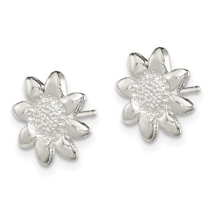 Sterlingsilber Poliert & Strukturiert Sonnenblume Ohrstecker