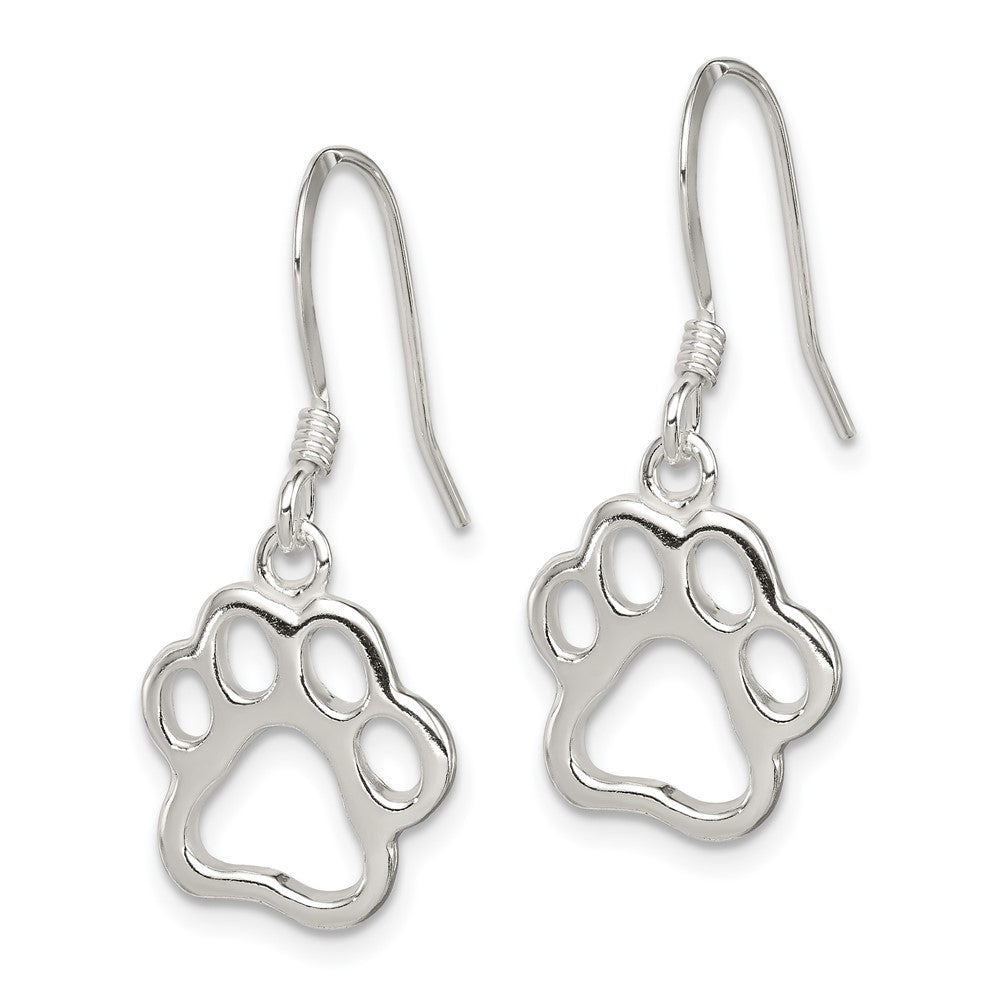 Sterlingsilber Poliert Paw Druck Hirte Haken Ohrringe
