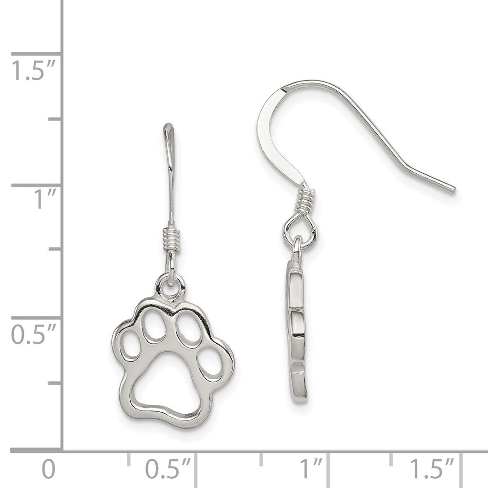 Sterlingsilber Poliert Paw Druck Hirte Haken Ohrringe