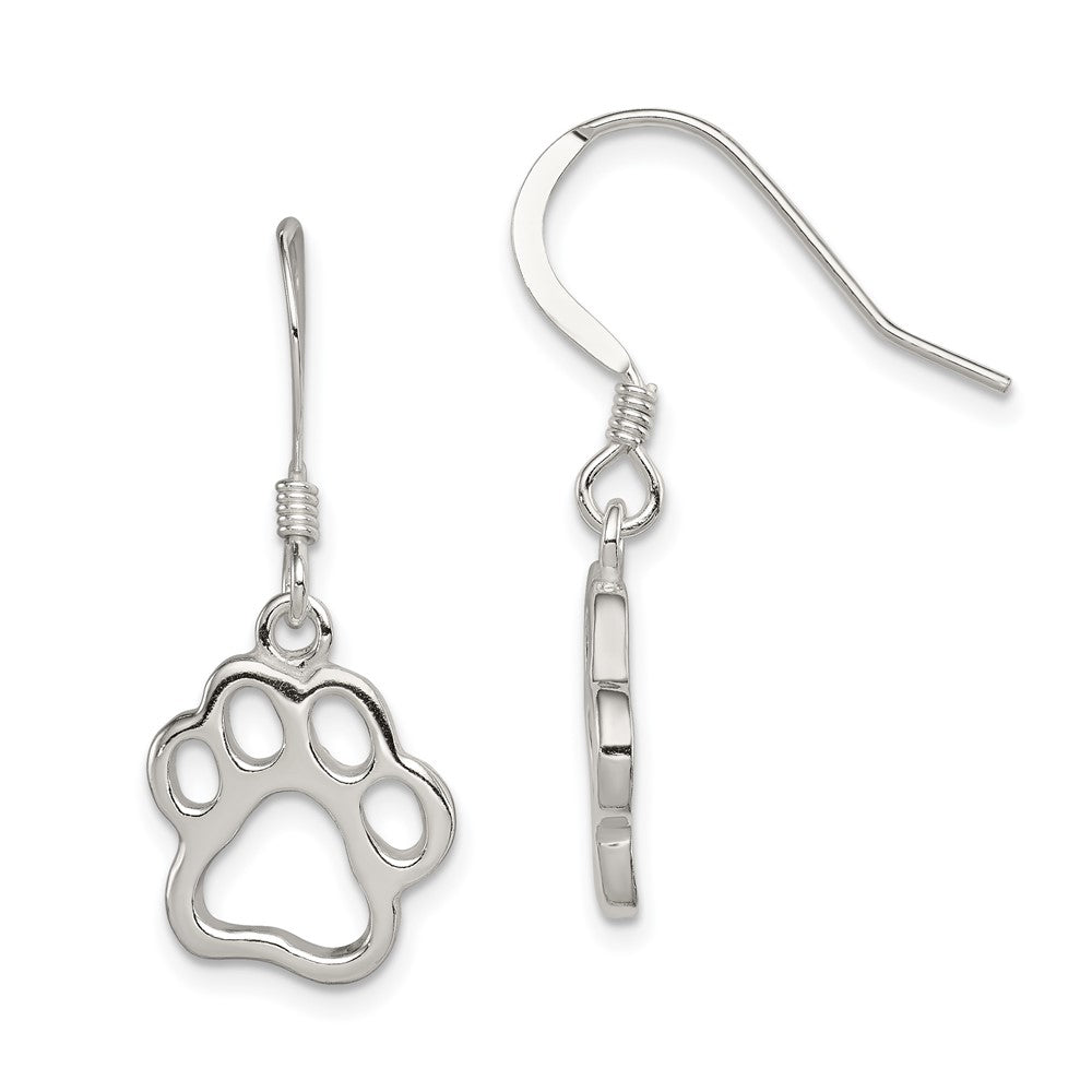 Sterlingsilber Poliert Paw Druck Hirte Haken Ohrringe